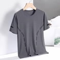 thumbnail image 2 of USNSM (M-5XL) Men's Summer Solid Color Short Sleeve T-Shirt Quick Dry Lightweight Outdoor Sports Ice Breathable Athletic Running Top Shirts Gray XL, 2 of 4