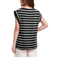 thumbnail image 2 of Fancyglim Women Cap Sleeve Tank Tops Loose Fit Crew Neck Summer Basic Tee Shirts White Striped X Large, 2 of 7