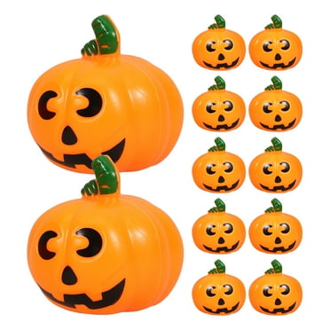 KONTONTY Plastic Halloween Mini Pumpkin Decorations for Home Use Orange Craft Accessories 12pcs