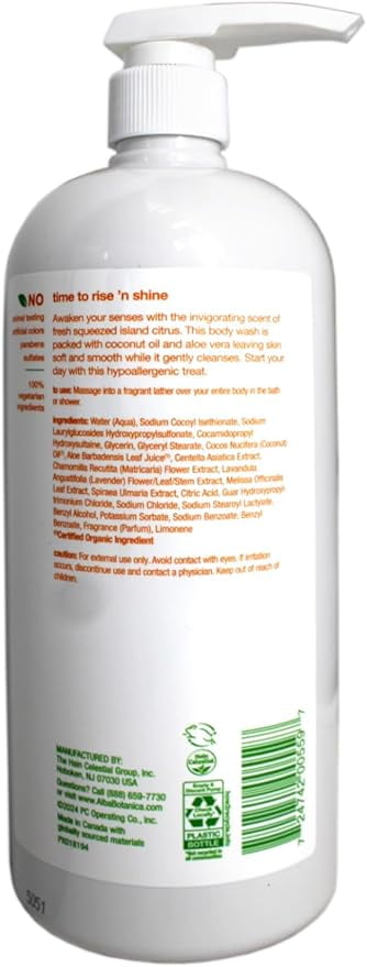 Alba Botanica Refreshing Body Wash, Hypoallergenic, Island Citrus, 32 FL OZ