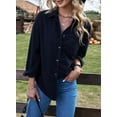 thumbnail image 5 of Women Corduroy Shirts Jacket Shacket Casual Button Down Long Sleeve Oversized Tops Plus Size, 5 of 5