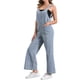 thumbnail image 4 of INSPIRAR CHIC Mono de mezclilla casual para mujer con tirantes ajustables, pantalones de pierna ancha, overoles S azul claro, 4 of 6