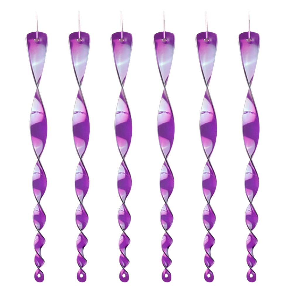 Alloet 6pcs Bird Repellent Stick Reflective Spiral Deterrent Garden Decor (Purple)