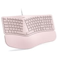 thumbnail image 1 of Teclado Nulea RT05C, con cable, ergonómico y con reposamuñecas, color rosa, 1 of 6