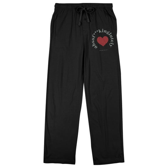 Sex And The City Heart Shape Curved Absof***kinglutely Text Women's Black Sleep Pajama Pants-Medium