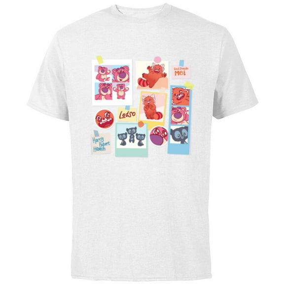 Disney and Pixar’s Lotso Mei Brave Bears Fluffy Cute Photos - Short Sleeve Cotton T-Shirt for Adults - Customized-White