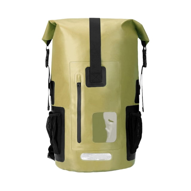 Mochila impermeable de 55 litros, diseño ergonómico, bolsa seca de PVC de 13 x 22,8 pulgadas, ligera y versátil para aventuras al aire libre. Verde
