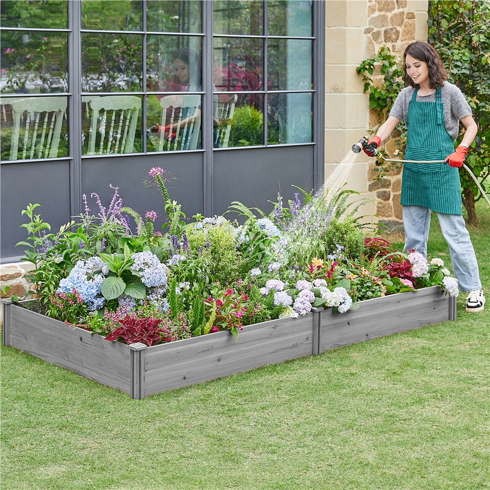Renwick Wooden Raised Garden Bed Simple Planter,Gray