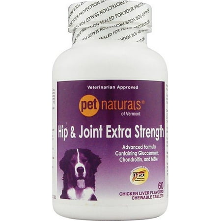 Pet Naturals of Vermont Hip and Joint Extra Strength for Dogs Chicken Liver 60 Chewable Tablets