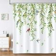 thumbnail image 5 of Green Leaves Birds Shower Curtain Spring Hanging Vine Decorative Bath Curtain 72 x 72 Inch Polyester Fabric Waterproof Bathroom Curtain with 12 Hooks, 5 of 6