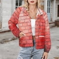 thumbnail image 3 of Jackets for Women Winter Coat Jackets Flannel Stand Collar Jacket(Red Brick Stone Wall Grass,Size:S-4XL), 3 of 7