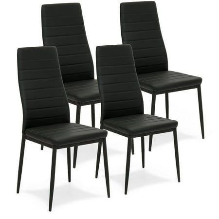 Dining Room Sofa Chairs Best Choice Products Set of 4 Modern High Back Faux Leather Dining Chairs with Metal Frame, Black ()