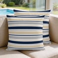 thumbnail image 2 of Pillow Covers 20x20 Set of 2, Beige Navy Blue Striped Square Throw Pillow Covers for Couch/Sofa/Living Room, Farmhouse Stripes Modern Abstract Art Decorative Soft Pillowcases for Couch Throw Pillows, 2 of 9