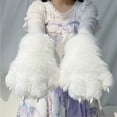 thumbnail image 4 of Byfri White Furry Cat Paw Full Finger Mittens, Plush Animal Gloves for Themed Festivities, White 32x24cm, 4 of 7