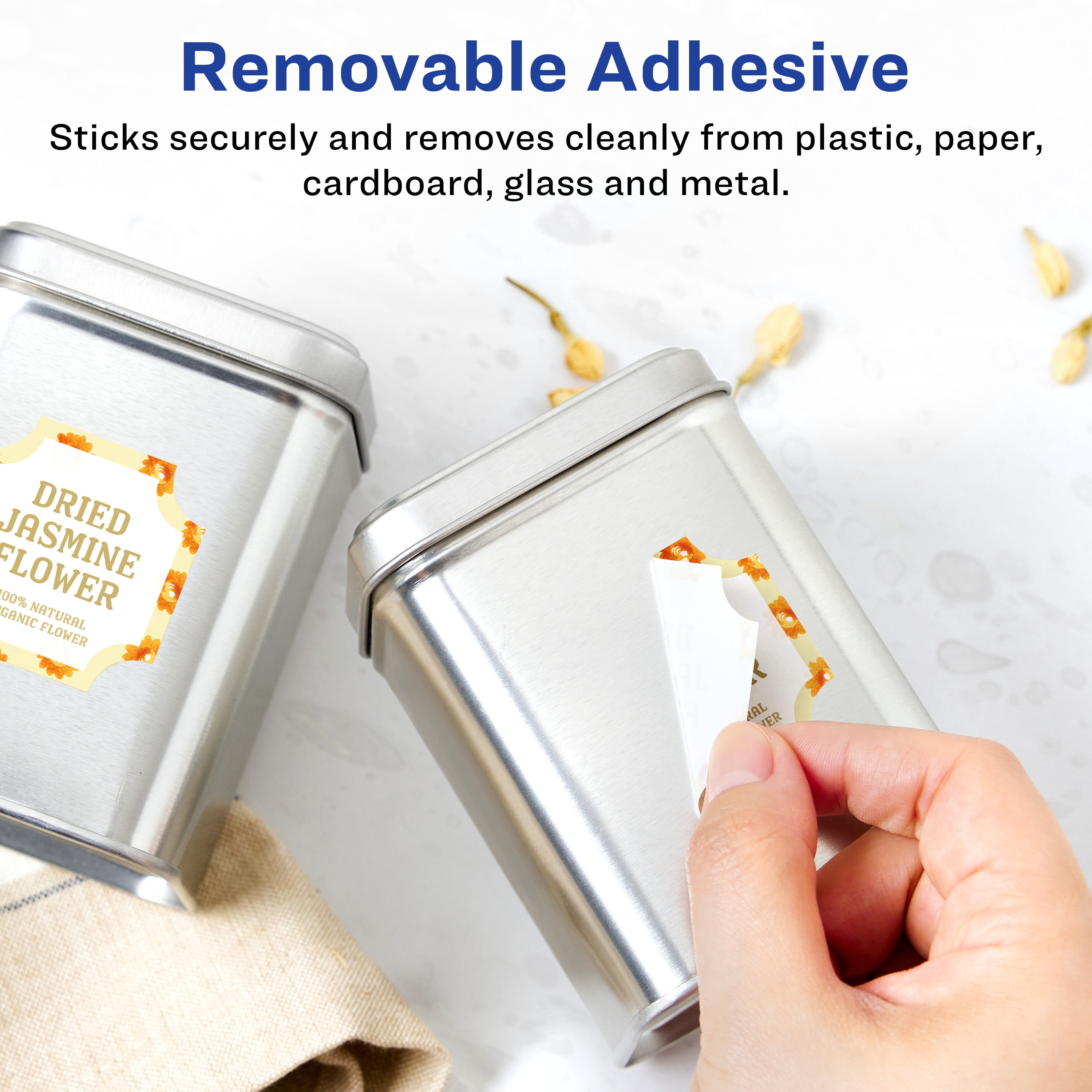 Avery Removable Square Scalloped Labels, 1-5/8" x 1-5/8", 500ct