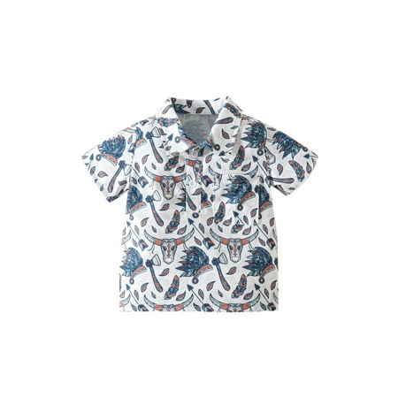 

Frobukio Kids Toddler Boys Western Shirts Summer Short Sleeve Cow Bull Head Print Button Down Shirts Tops White 4-5 Years