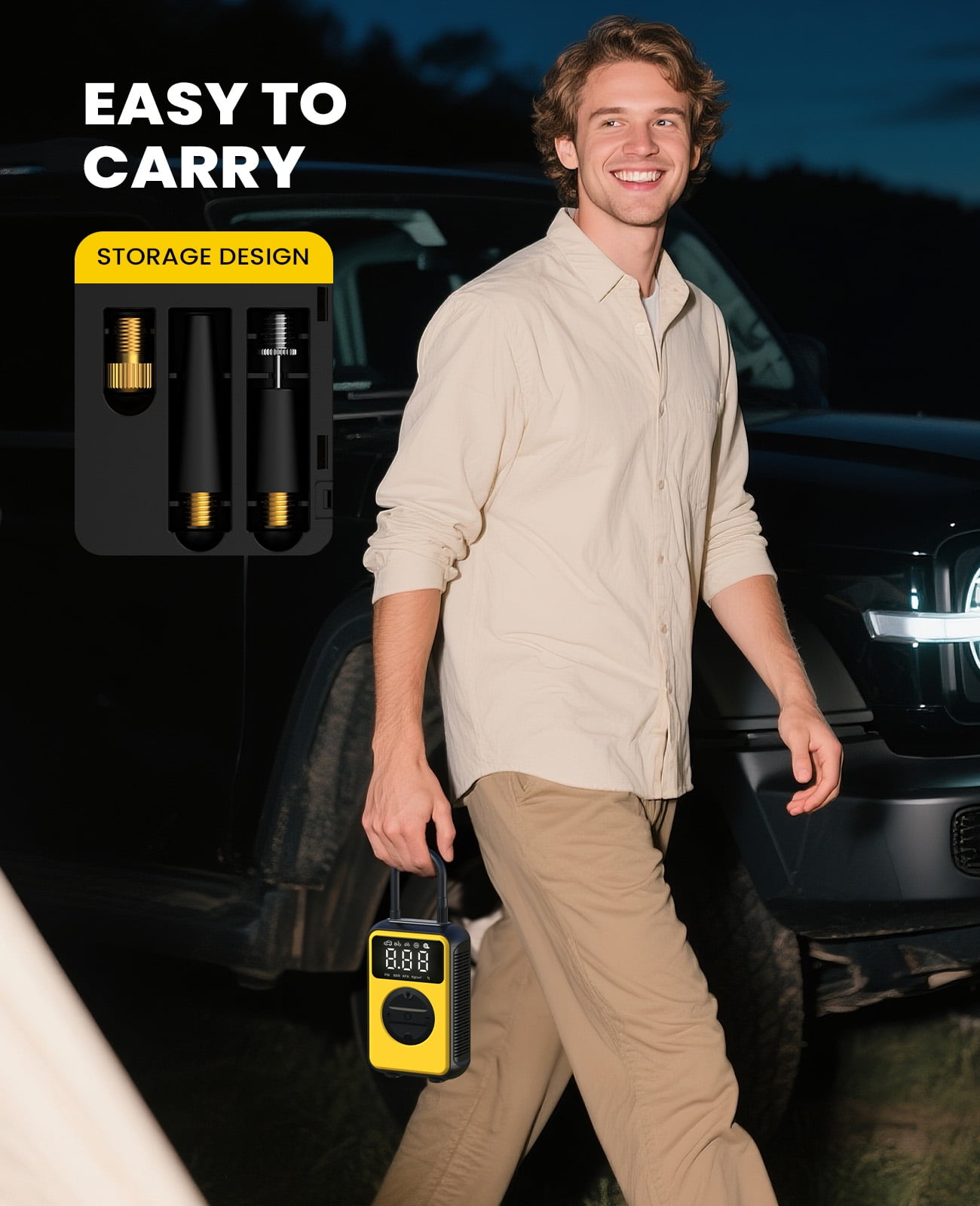 OSAIV 150PSI Tire Inflator & Air Compressor - Dual Mode (150PSI High Pressure / 4.0kPa Volume) for Car Tires, Bikes, Air Mattress, Inflatables - Fast Inflation Portable Pump