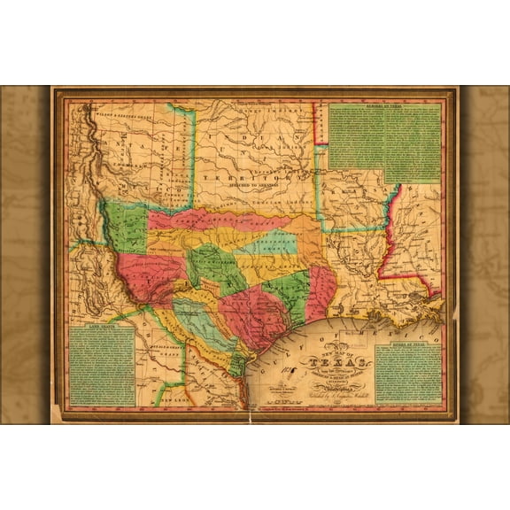 24"x36" Gallery Poster, map of Texas 1835