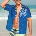 thumbnail image 7 of Honeii Blue Christmas With Snowflakes Print Men’s Hawaiian Shirt,Classic Button-Down Short Sleeve Shirt, for Beach, Vacation, and Outdoor Activities,3X-Large, 7 of 7