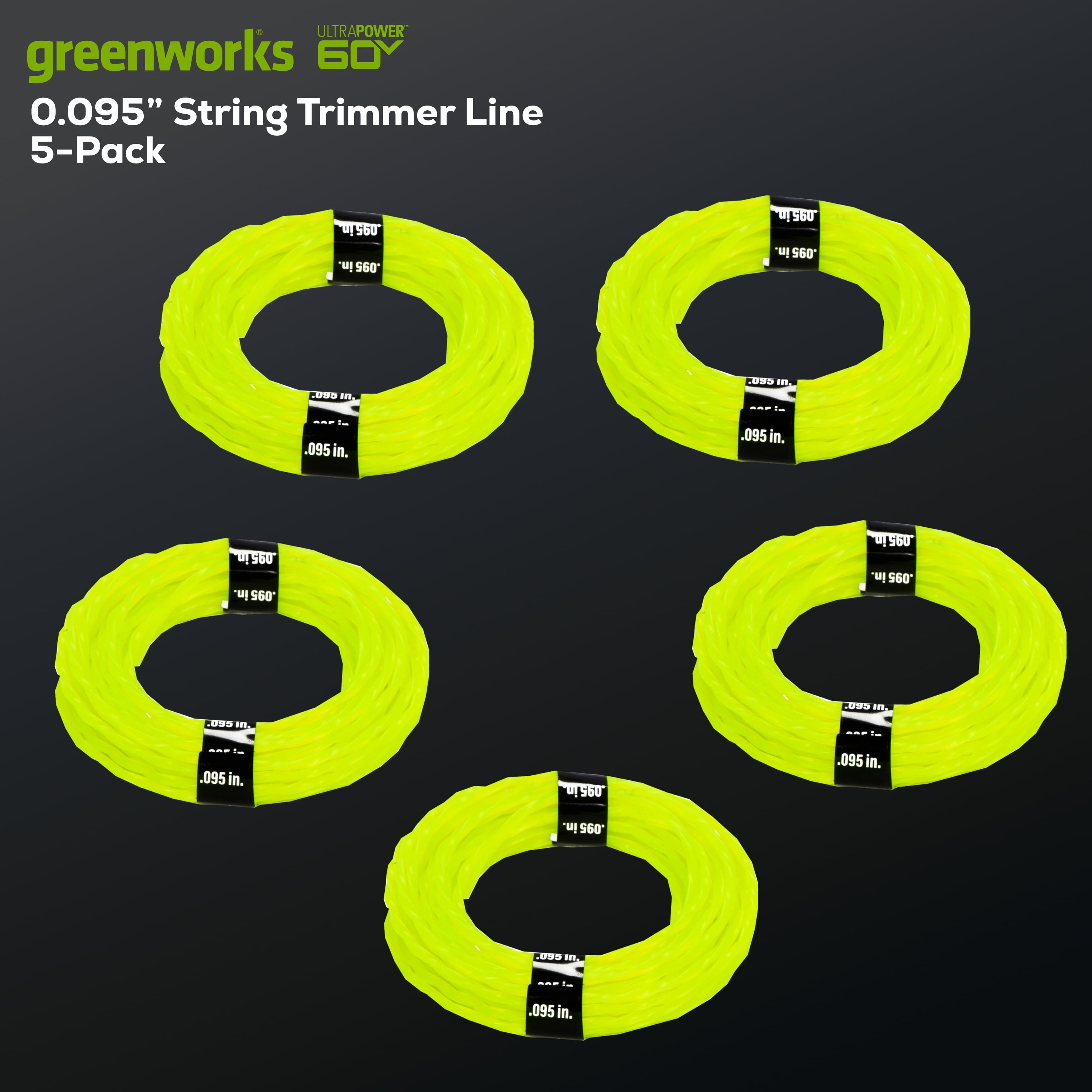 Greenworks 0.095" Pre-Cut Trimmer Line, 5 Pack 1808202