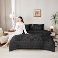 thumbnail image 5 of Homewish Gothic Skull Damask 7 Pieces Full Size Bedding Sets,Spooky Halloween Full Size Bed in a Bag,Dark Gray,Black Reversible, 5 of 8