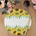 thumbnail image 3 of Summer Sunflowers Round 15 Inch Placemats Set of 8, Botanical Yellow Flowers Leaves Plants HeatResistant Non Slip Place Mats for Dining Table, Wipeable Braided Kitchen Table Mats for Housewarming, 3 of 9