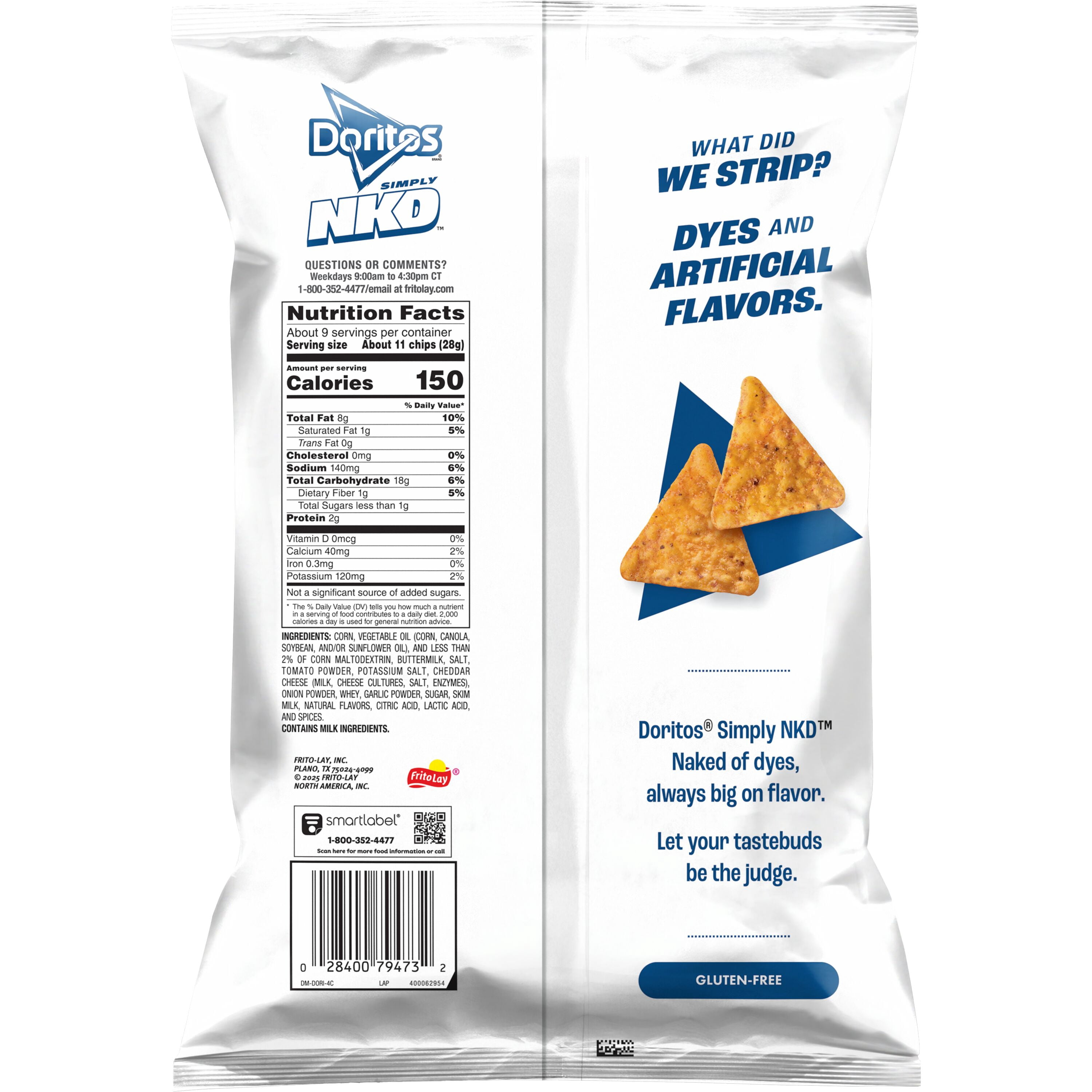Doritos Simply NKD, No Dyes No Artificial Flavors Cool Ranch Tortilla Chips Bag, 9.25 oz