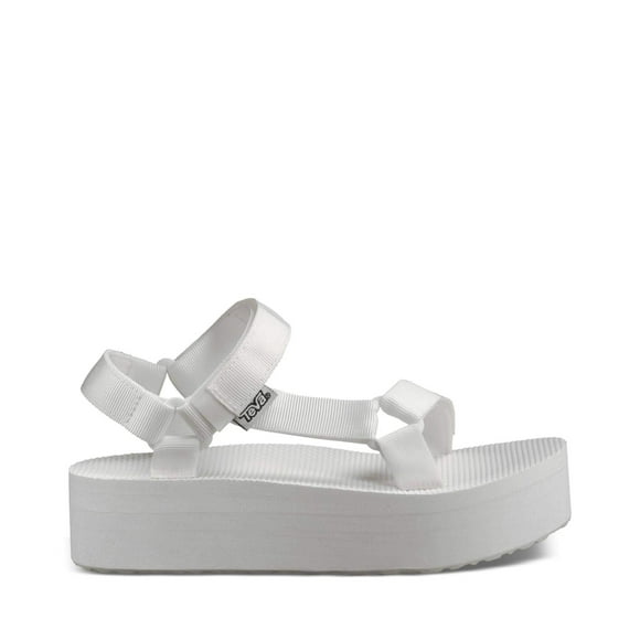 Sandalia universal de forma plana Teva para mujer, color blanco brillante, 10 EE. UU.