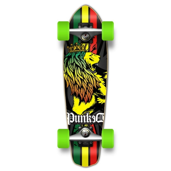 Yocaher Longboard complete Micro Cruiser 25" x 6.5" w/Premium Black grip tape, heavy duty Aluminum Alloy truck, 62mm Wheels, ABEC -9 Bearings - Rasta