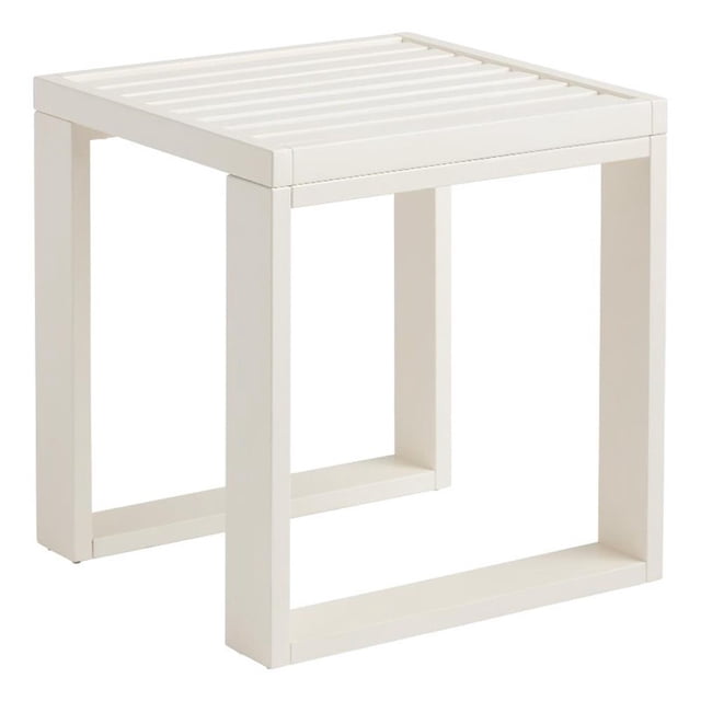 Linon Table d'Appoint d'Extérieur en Bois d'Acacia avec Dessus à Lattes, Blanc