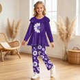 thumbnail image 2 of KPOPLK Toddler Girl Clothes 2-12Years Fall Outfits Girls 2Pcs Long Sleeve Ruffle Shirt and Loose Fit Pant Outwear,Size 11-12 Years, 2 of 6