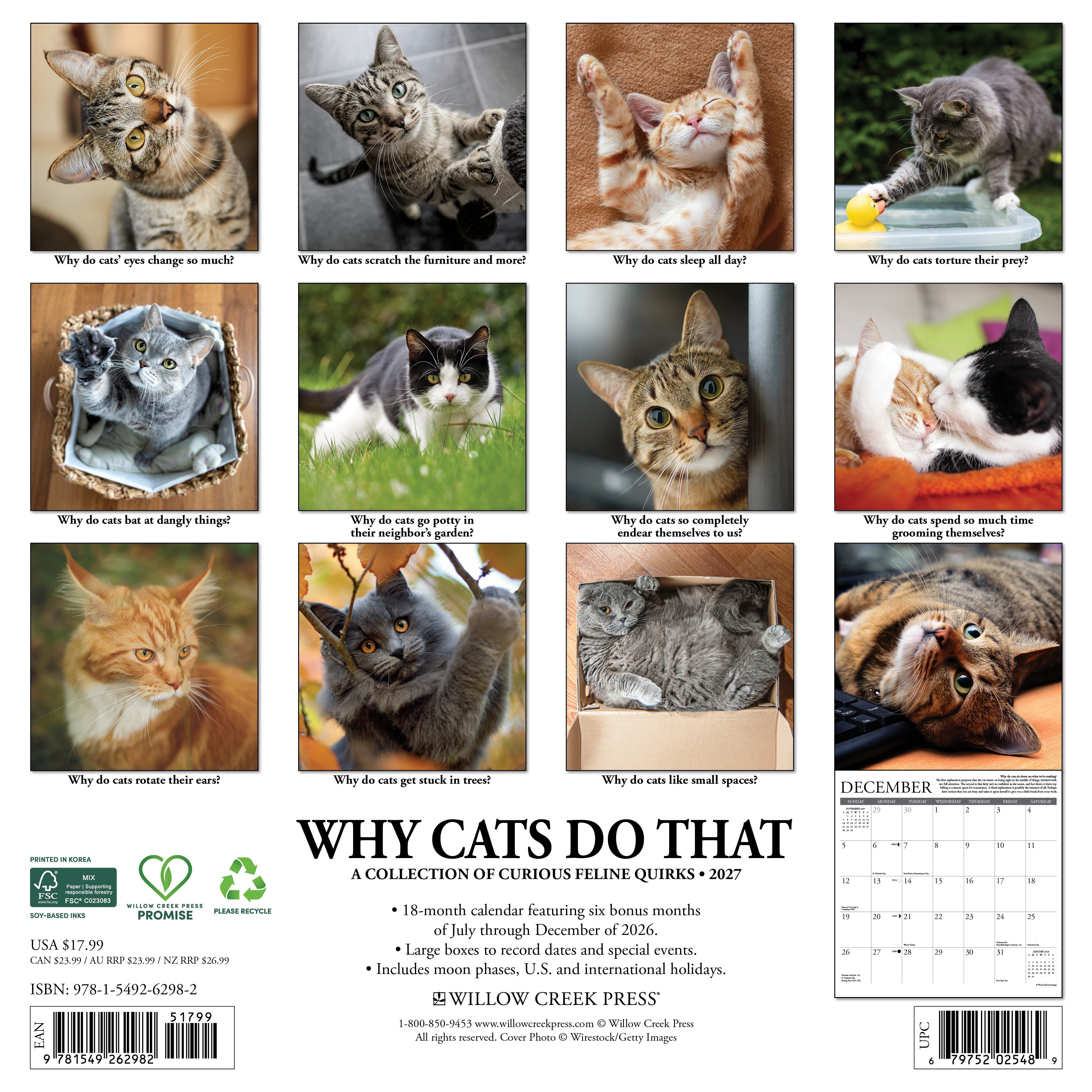 Willow Creek Press, Why Cats Do That 2027 Wall Calendar