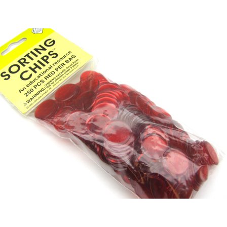 Koplow Games Bag of 250 Plastic 19mm Round Sorting Chip Gaming Accessory - Red #04297
