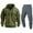 Army Green, variant on Mens 2 Piece Set Workout Gym Big and Tall Jogging Sweat Suits Tracksuits Sport Fleece Hoodie and Cargo Sweatpants Athletic Jogging Suit Lounge Outfit Winter Suit Sets Saffron 3XL