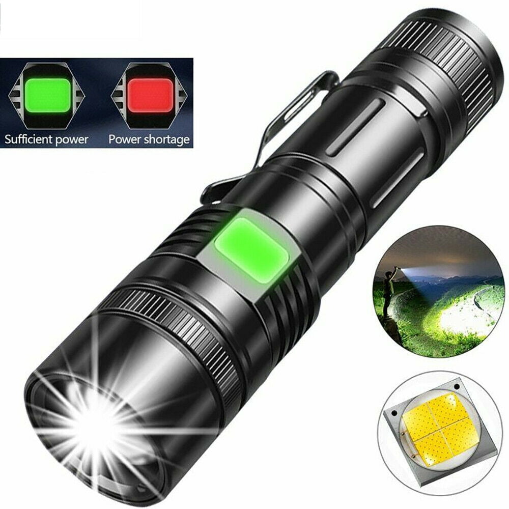 Portable LED Torch Light USB Rechargeable Police Zoomable Camping Hiking Lamp UK