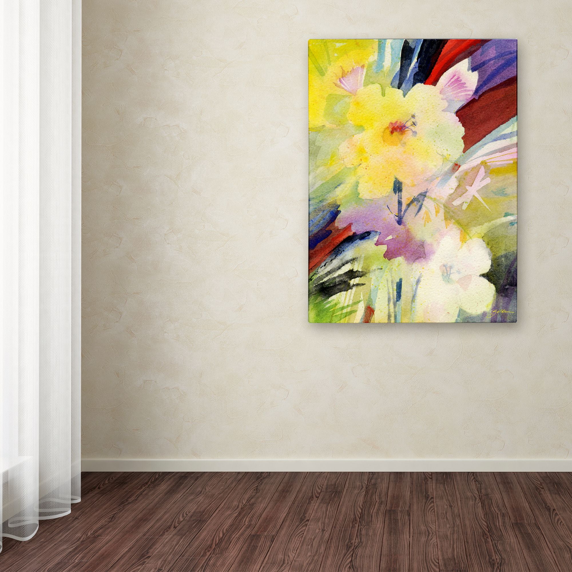 Trademark Fine Art Sheila Golden 'Dragonfly Garden Dream' Canvas Art 18x24 Inches (SG051-C1824GG)
