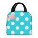thumbnail image 1 of Fotbe Aqua And White Polka Dot Bolsa Térmica con Estampado y Forro de Aluminio Grueso Bolsa de Almuerzo con Bolsillo Frontal para Hombres y Mujeres, Ideal para Trabajo, Escuela, 1 of 8