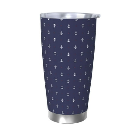 

Ocsxa Anchors Heart Blue Pattern 20oz Travel Coffee Mug with Flip Lid Stainless Steel Insulated Insulated Coffee Mug Thermal Cup with Splash Proof Sliding Lid-Without Straw