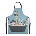thumbnail image 6 of Yayeee Chief Kitchen Apron with Pockets for Cooking Water Resistant Unisex Adjustable Neck Strap, Pirate Animals, 6 of 7
