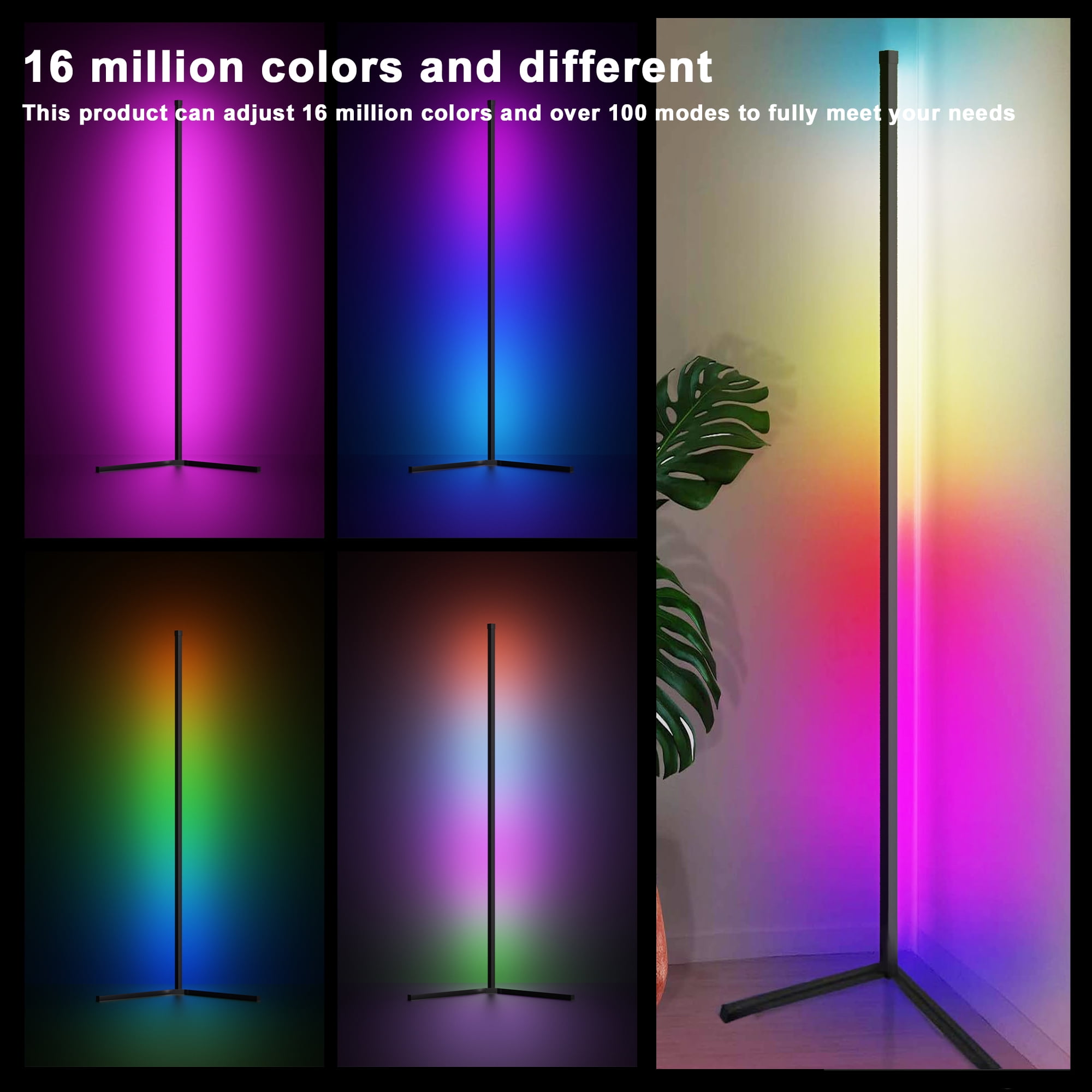 GUPUP Modern LED Floor Lamp, USB Plug-in Music Sync Corner Lamp, APP Remote Control Lamps for Living Room