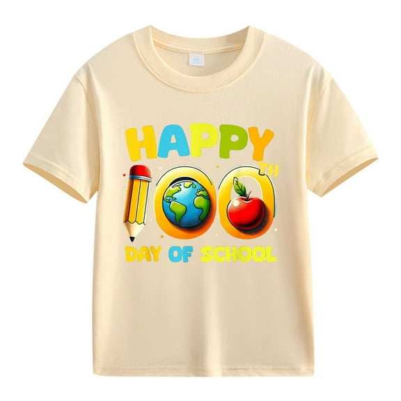 Ruyang 100 Days of School Shirt for Kids School T-Shirt Pencil with Fruit Kindergarten School Celebration Student Shirt