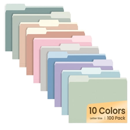 SUNEE Manila File Folders, Letter Size, 1/3-Cut, 100 Pack