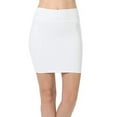 thumbnail image 2 of VUPSGEZ Women Lady's Solid High Waist Classic Simple Stretchy Tube Pencil Mini Skirt (White,M), 2 of 5