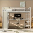thumbnail image 2 of Generic Queen Loft Bed with Built-in Wardrobe & Desk - Space-Saving Metal Frame with Storage Shelves, White Wood Grain Finish​, 2 of 9