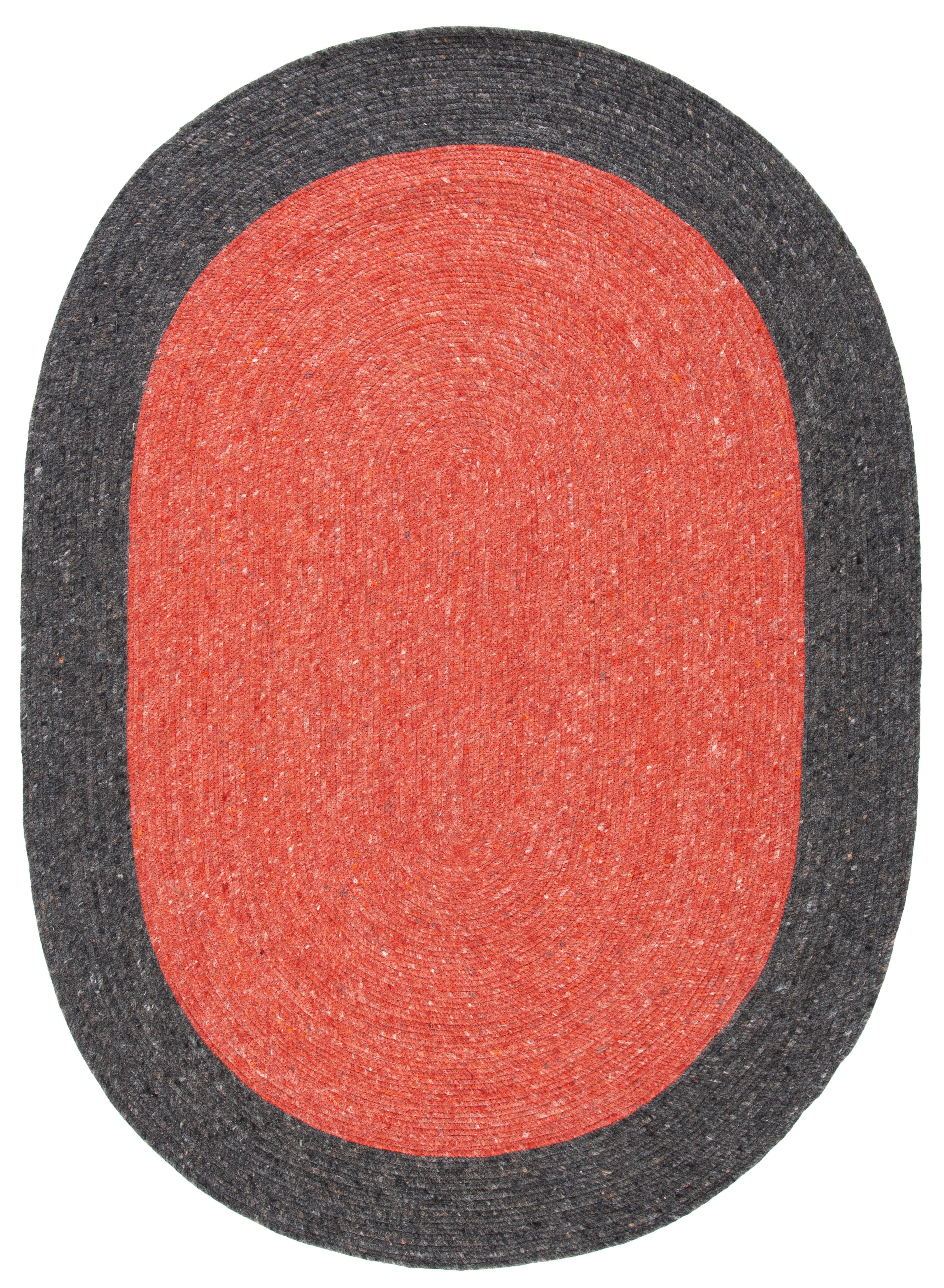 SAFAVIEH Braided Stephen Bordered Reversible Area Rug, Red/Black, 6' x 9' Oval