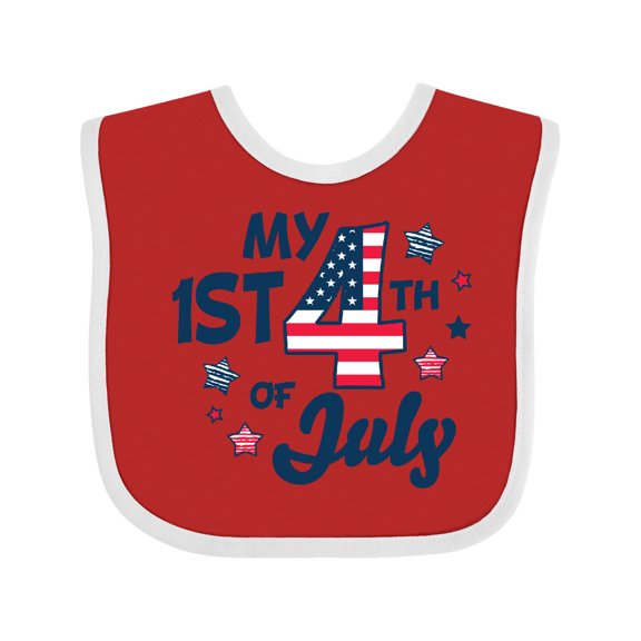 Inktastic My 1st 4th of July with Striped Stars Boys or Girls Baby Bib