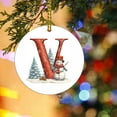 thumbnail image 3 of CuiLiyq 26 Initial Letters Christmas Tree Pendant, Xmas Round Ornaments with Rope Personalized Monogram Decorations, for Christmas Party Gifts DIY Decor (Acrylic, Letter-V), 3 of 5
