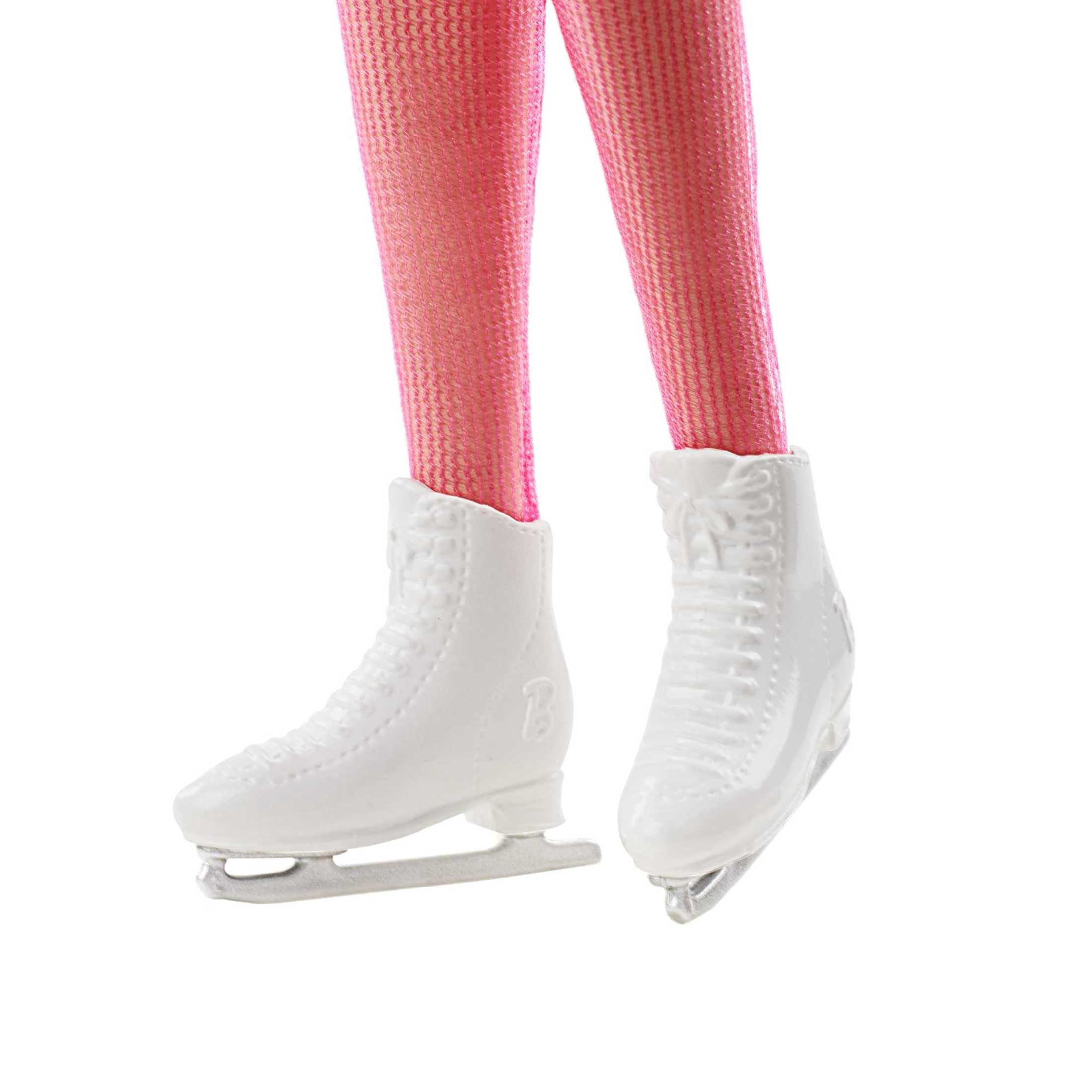 Barbie Ice Skater Doll, Brunette Fashion Doll with Pink Leotard, Tiara & Winter Sport Accessories