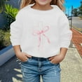 thumbnail image 2 of IWRICH Girls Sweatshirt Kids Cute Pink Bow Sweatshirts Teens Cross Graphic Long Sleeve Shirt Pullover Top White 160, 2 of 4