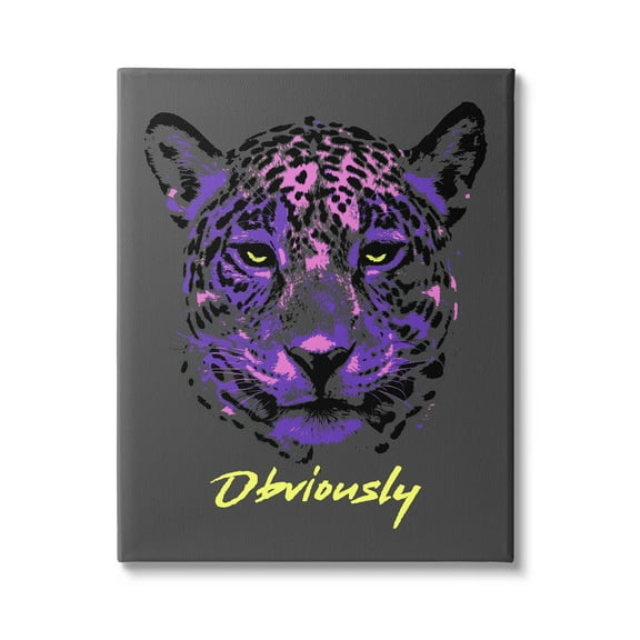 Stupell Industries Obviously Purple Leopard Animals & Insects Painting Gallery Wrapped Canvas Art Print Wall Art, 16 x 20
